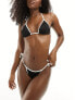 Stradivarius triangle bikini pant with contrast piping co-ord in black