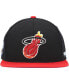 Men's Black, Red Miami Heat Hardwood Classics Coast to Coast Fitted Hat Красно-черный, 7 1/4 - фото #3