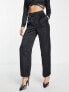 Noisy May Petite satin wide leg trousers in black