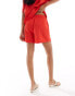 Pieces linen touch shorts co-ord in poppy red