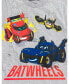 Фото #2 товара Toddler Boys Batwheels Bam the Batmobile Batwing Redbird T-Shirt and French Terry Cargo Shorts Outfit to