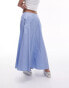 Topshop midi cotton full skirt in blue micro check