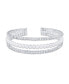 3 Row Crystals with Imitation Pearl Coil Cuff Bracelet