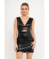 Women's Stretch PU Cut-out Mini Dress