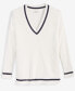 ფოტო #5 პროდუქტის Women's V-Neck Tipped Sweater, Created for Macy's