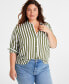 Фото #2 товара Trendy Plus Size Striped Button-Up Shirt, Created for Macy's