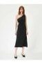 Фото #28 товара Платье средней длины с одним плечом и деталями из стекляруса Koton Tek Omuz Midi 4SAK80084EK черное