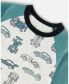 Big Boys Organic Cotton Two Piece Pajama Set Green Printed Cars