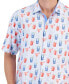 Men's Coconut Point Red White Cheers Printed Button-Down Shirt