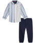 ფოტო #1 პროდუქტის Baby Boys Oxford Stripe Long Sleeves Button-Up Shirt and Twill Jogger Pants, 2 Piece Set