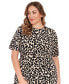 Plus Size Printed Elbow-Sleeve Fit & Flare Dress Черный, 16W - фото #4