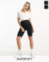 Фото #1 товара Mamalicious Maternity 2 pack legging shorts in black