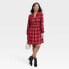 Фото #2 товара Women's Long Sleeve Plaid A-Line Dress - Knox Rose Red XS