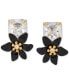 Gold-Tone Square Cubic Zirconia & Color Flower Statement Stud Earrings
