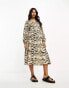 Фото #3 товара River Island Maternity zebra print wrap midi dress in brown