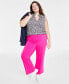 Фото #1 товара Trendy Plus Size Ponté Kick-Flare Ankle Pants, Regular and Short Length, Created for Macy's