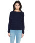 ფოტო #1 პროდუქტის Women's 100% Pure Cashmere Horizontal Rib Boatneck Raglan Sweater