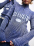 COLLUSION Unisex branded applique half zip distressed track top in washed blue