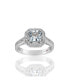 ფოტო #1 პროდუქტის Suzy Levian Sterling Silver Asscher Cut Cubic Zirconia Aquamarine Engagement Ring