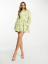 ASOS DESIGN Lace mini dress with bow back detail in Sage