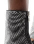 Azalea Wang Grayson open toe mid ankle boot in silver rhinestone