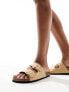 Glamorous Wide Fit double strap footbed sandals in taupe