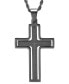 ფოტო #1 პროდუქტის Men's Two-Tone Stainless Steel "Our Father" English Prayer Spinner Cross 24" Pendant Necklace