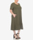 Фото #3 товара Plus Size Short Sleeve Pocket Swing Midi Dress