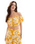 New Look co-ord leaf print bandeau crop top in yellow Желтый, 40 - фото #1