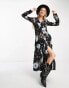 Фото #1 товара Free People oversized floral applique maxi dress in black