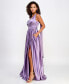 Фото #3 товара Juniors' Satin One-Shoulder Pleated Gown, Created for Macy's