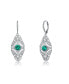 Sterling Silver with White Gold Plated Round Cubic Zirconia Wreath Leverback Earrings