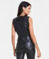 Фото #2 товара Women's Faux-Leather Sleeveless Wrap Top, Created for Macy's