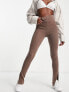 Topshop knitted extra long legging co ord in mocha L - фото #7