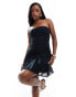 Abercrombie & Fitch strapless dropped waist mini dress in black Черный, S - EU 38 - фото #2