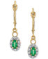 ფოტო #1 პროდუქტის Emerald (1/2 ct. t.w.) & Diamond (1/5 ct. t.w.) Halo Drop Earrings in 14k Gold