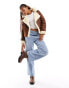 Only faux shearling aviator jacket in brown M - фото #4