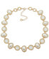 ფოტო #1 პროდუქტის Gold-Tone White Stone & Mother-of-Pearl Collar Necklace, 16" + 3" extender