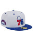 ფოტო #1 პროდუქტის Men's White, Royal Philadelphia 76ers Throwback 2Tone 59FIFTY Fitted Hat