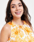 Фото #3 товара Блузка для женщин I.N.C. International Concepts Petite Printed Smocked Top, Создано для Macy's