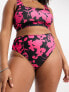 Фото #2 товара Reclaimed Vintage PLUS high waist bikini bottom in pop pink floral print