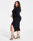 ფოტო #3 პროდუქტის Trendy Plus Size Rib-Knit Midi Dress