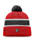 Фото #2 товара Men's Red, Black Chicago Blackhawks Breakaway Cuffed Knit Hat with Pom