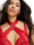 Фото #3 товара Hunkemoller Valentines Clementine lace and mesh strappy bra with hardwear detail in red