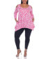 ფოტო #5 პროდუქტის Plus Size Leopard Cold Shoulder Tunic Top