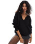 SNDYS premium cotton sweetheart plunge neck jumper in black