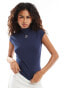 Фото #1 товара Weekday Dea mock neck t-shirt in blue