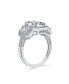 ფოტო #2 პროდუქტის Estate Art Deco Style 3CT AAA CZ Halo Rectangle Emerald Cut Statement Engagement Ring For Women CZ Baguette Side Stones .925 Sterling Silver
