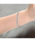 Sterling Silver with Rhodium Plated Clear Marquise Cubic Zirconia Three-Row Horizontal Bracelet