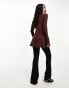 ASOS DESIGN super soft brushed rib split hem long line top in chocolate